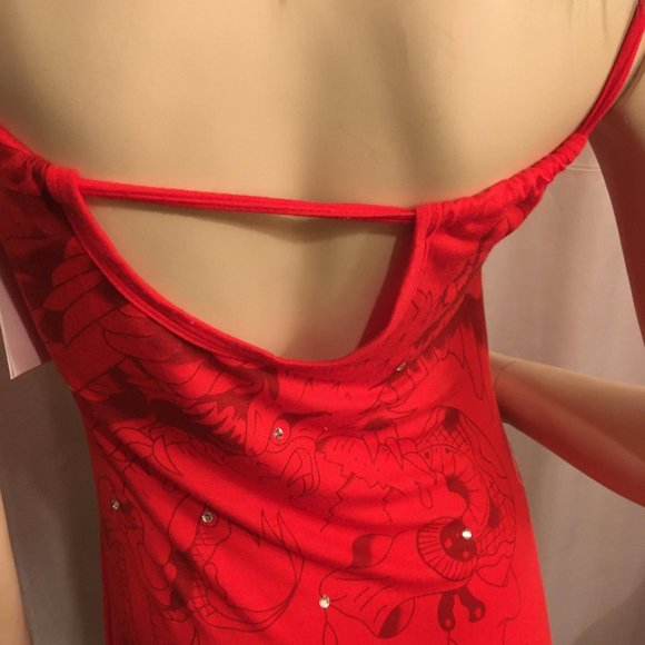 RARE FIND! gorgeous vintage brand new, Ed HARDY dress with graphics and crystals - Picture 7 of 15